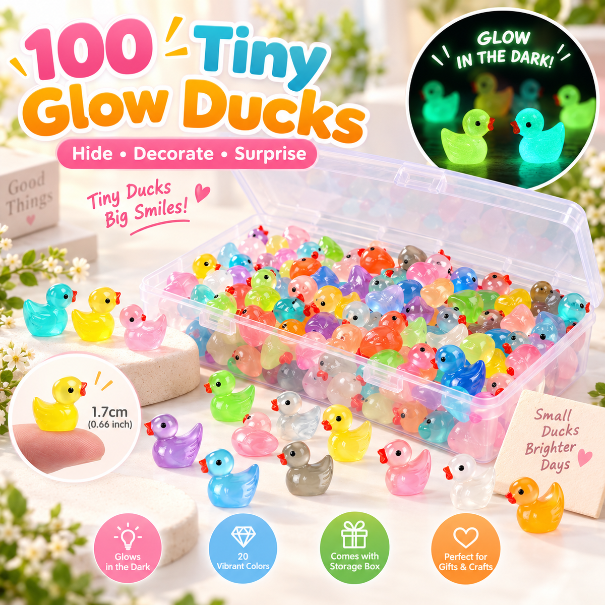 Glow-in-the-Dark Mini Duck Figurines