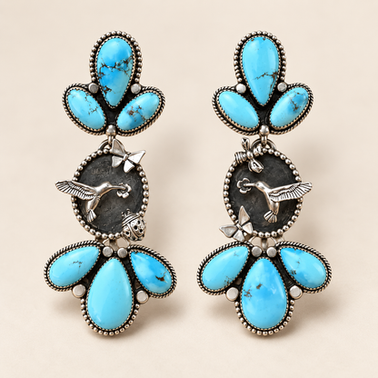 💙Handcrafted Golden Hills Hummingbird Garden Earrings - Only 7 Left