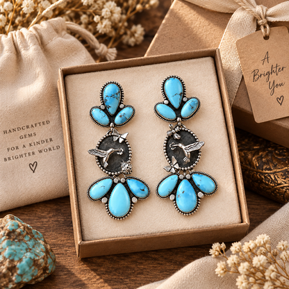 💙Handcrafted Golden Hills Hummingbird Garden Earrings - Only 7 Left