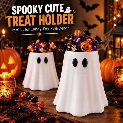 Witch Ghost Can Holder for 12oz Cans, Removable Hat with Straw Hole