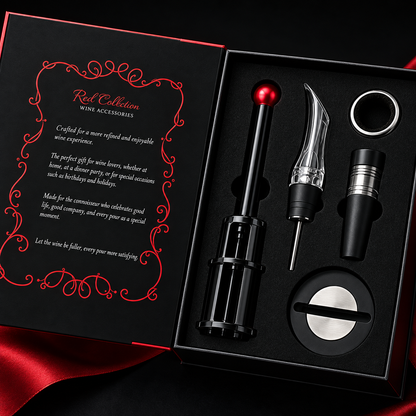 RedRibbon™ Premium Wine Accessory Collection - Open • Pour • Aerate • Preserve • Enjoy