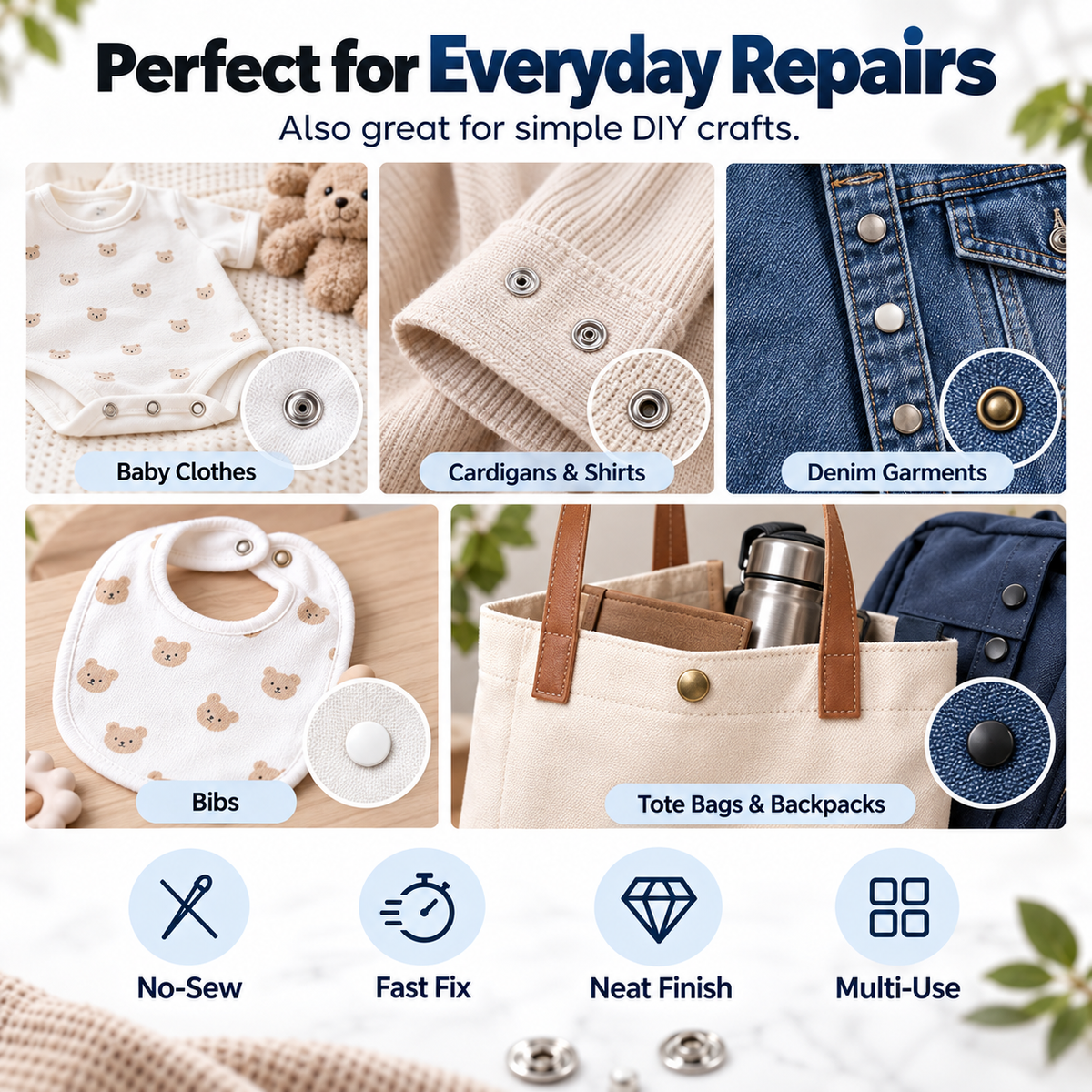 No-Sew Snap Fastener Repair & DIY Kit