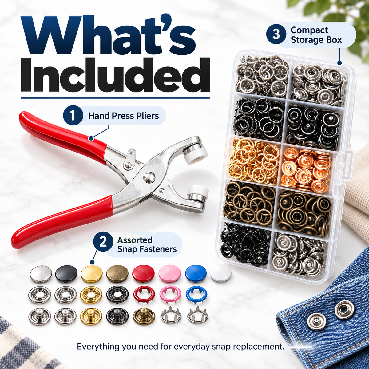 No-Sew Snap Fastener Repair & DIY Kit
