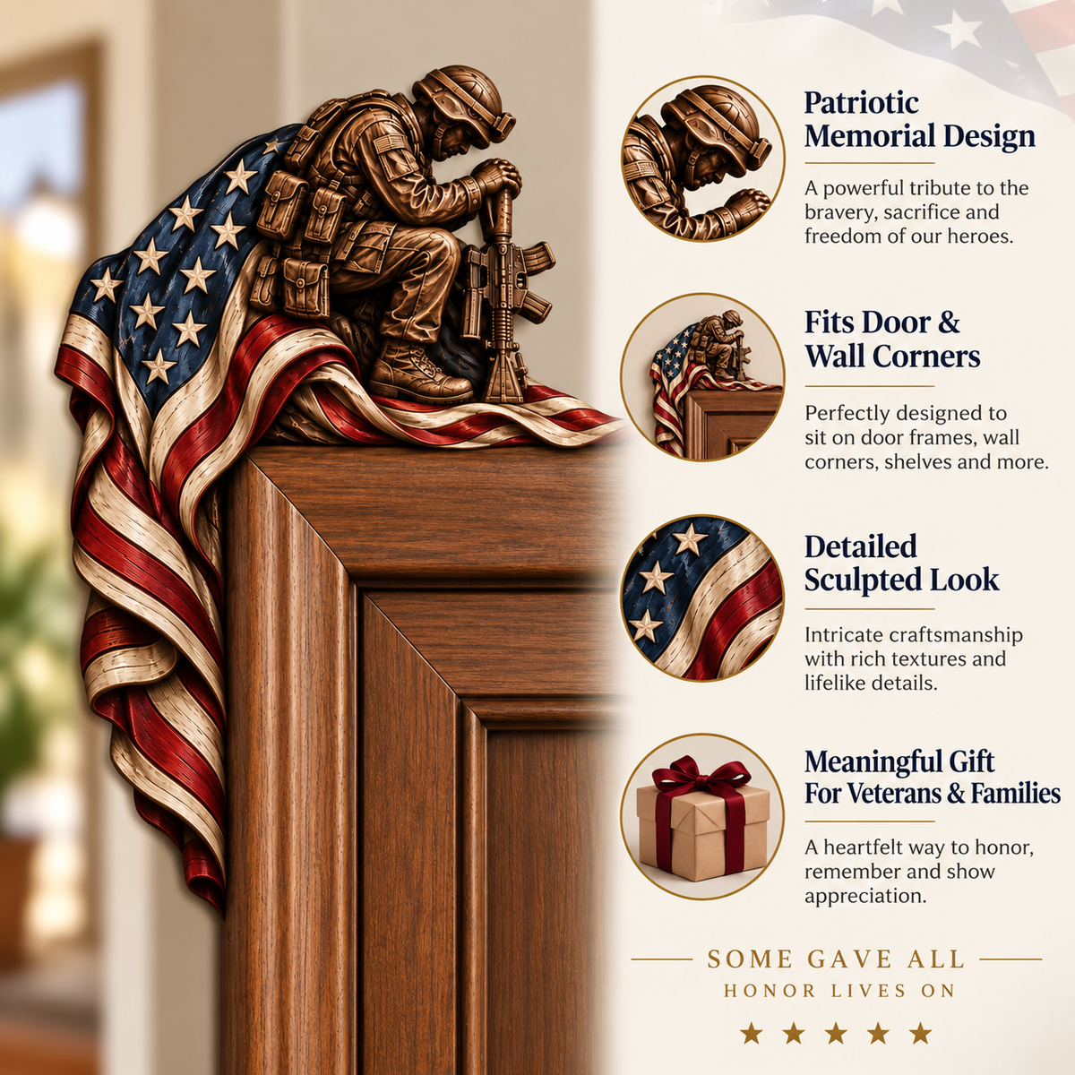 Veteran Memorial Wooden Door Corner Decor