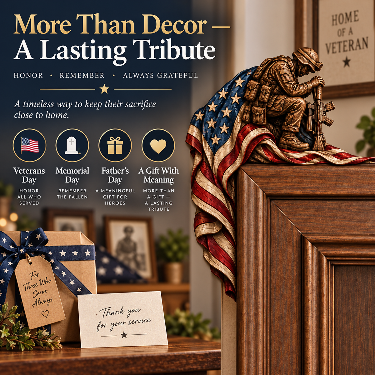 Veteran Memorial Wooden Door Corner Decor