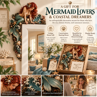 🧜‍♀️ 🐚 Beautiful Mermaid Door Corner 🌊 Waves & Seashells Fantasy Wall Decor
