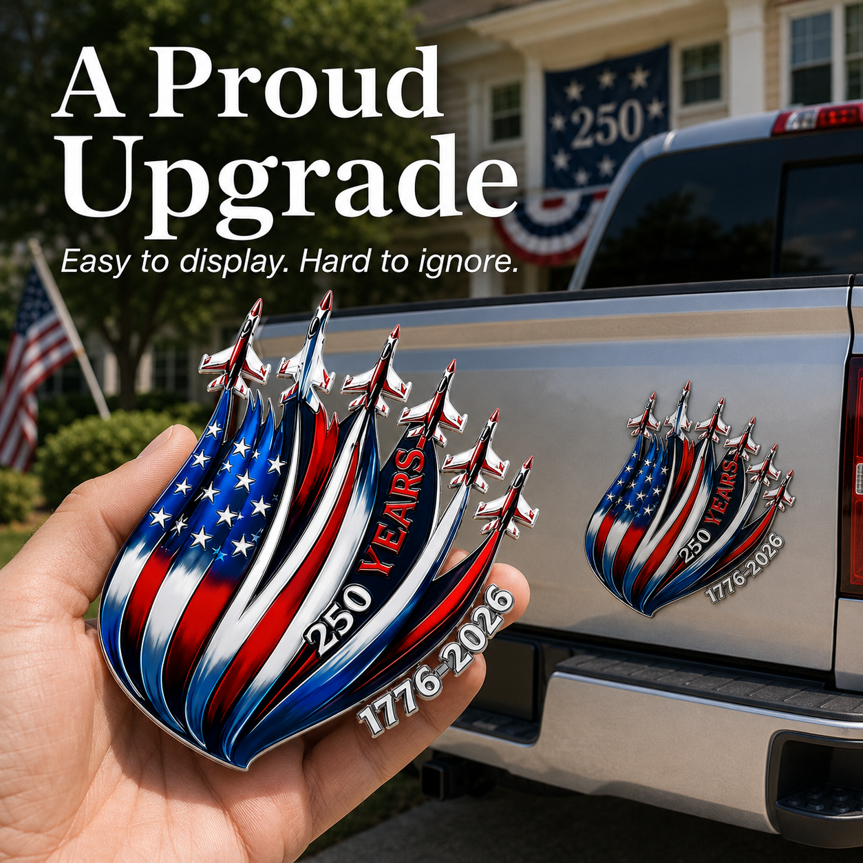 🇺🇸 250th Anniversary Freedom Flight Metal Emblem – 1776–2026 Patriotic Car Badge