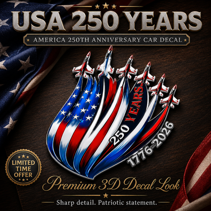 🇺🇸 250th Anniversary Freedom Flight Metal Emblem – 1776–2026 Patriotic Car Badge