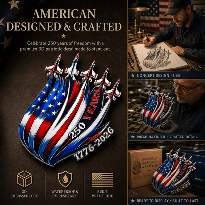 🇺🇸 250th Anniversary Freedom Flight Metal Emblem – 1776–2026 Patriotic Car Badge
