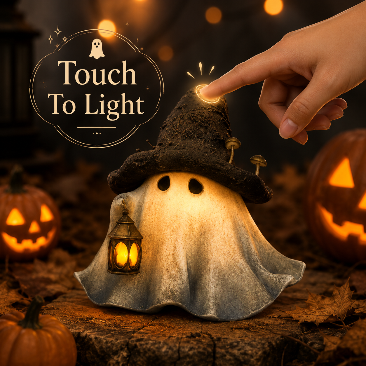 🎃 Touch-To-Light Witch Ghost LED Lamp – Cozy Halloween Decor