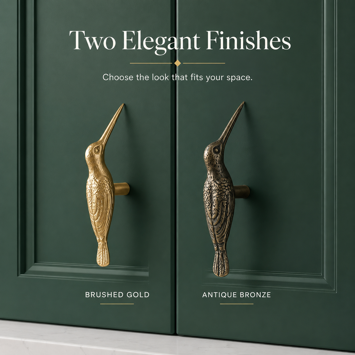 🐦 Handmade Vintage Brass Hummingbird Cabinet Pull - Nature-Inspired Furniture Upgrade