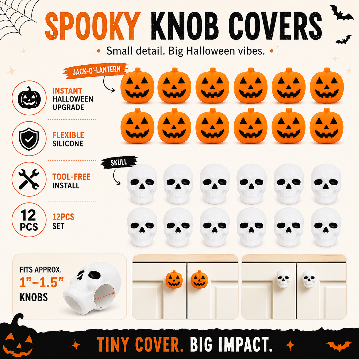 🎃Decorative Cabinet Knob Covers - Spooky Halloween Decor(12PCS)