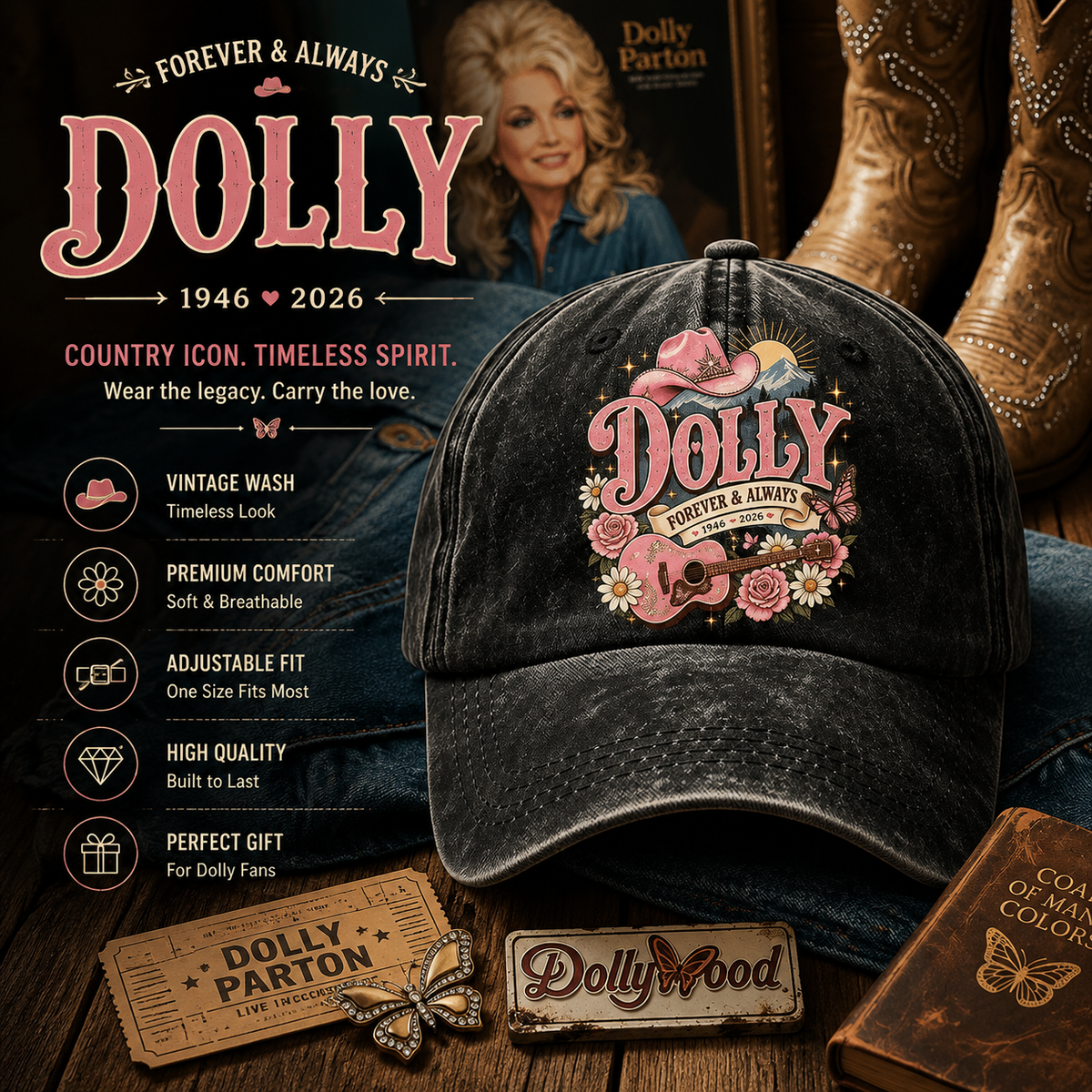 Country Music Legend Tribute Embroidered Cap