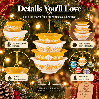 🌲Miniature Cinderella Bowl Stack Ornament - Retro Kitchen Christmas Decor