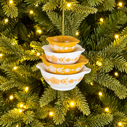 🌲Miniature Cinderella Bowl Stack Ornament - Retro Kitchen Christmas Decor