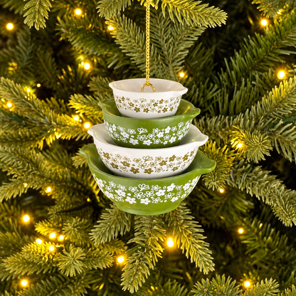 🌲Miniature Cinderella Bowl Stack Ornament - Retro Kitchen Christmas Decor