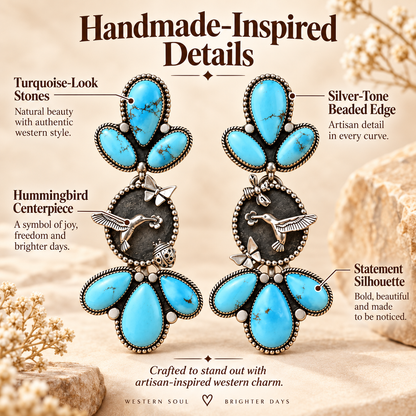 💙Handcrafted Golden Hills Hummingbird Garden Earrings - Only 7 Left