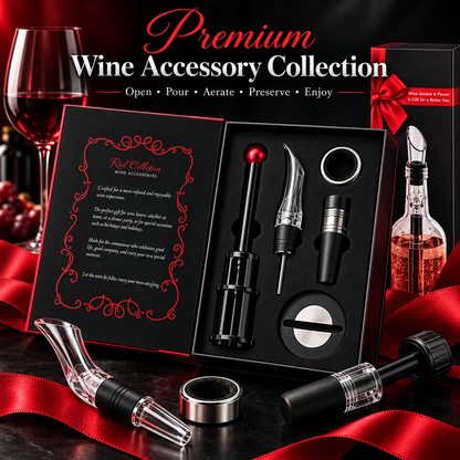 RedRibbon™ Premium Wine Accessory Collection - Open • Pour • Aerate • Preserve • Enjoy