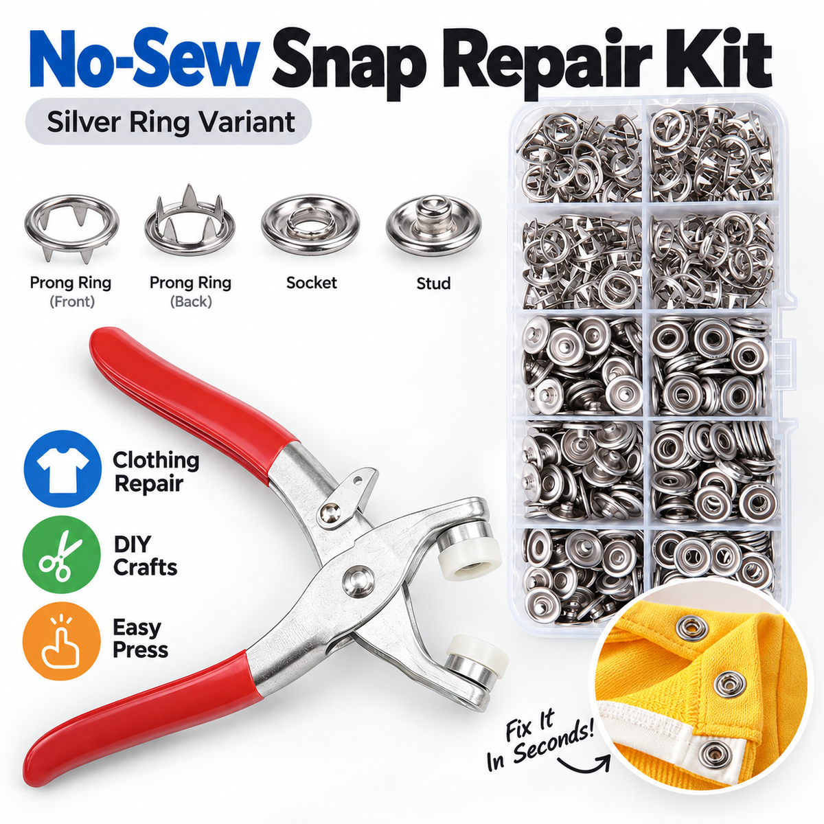 No-Sew Snap Fastener Repair & DIY Kit