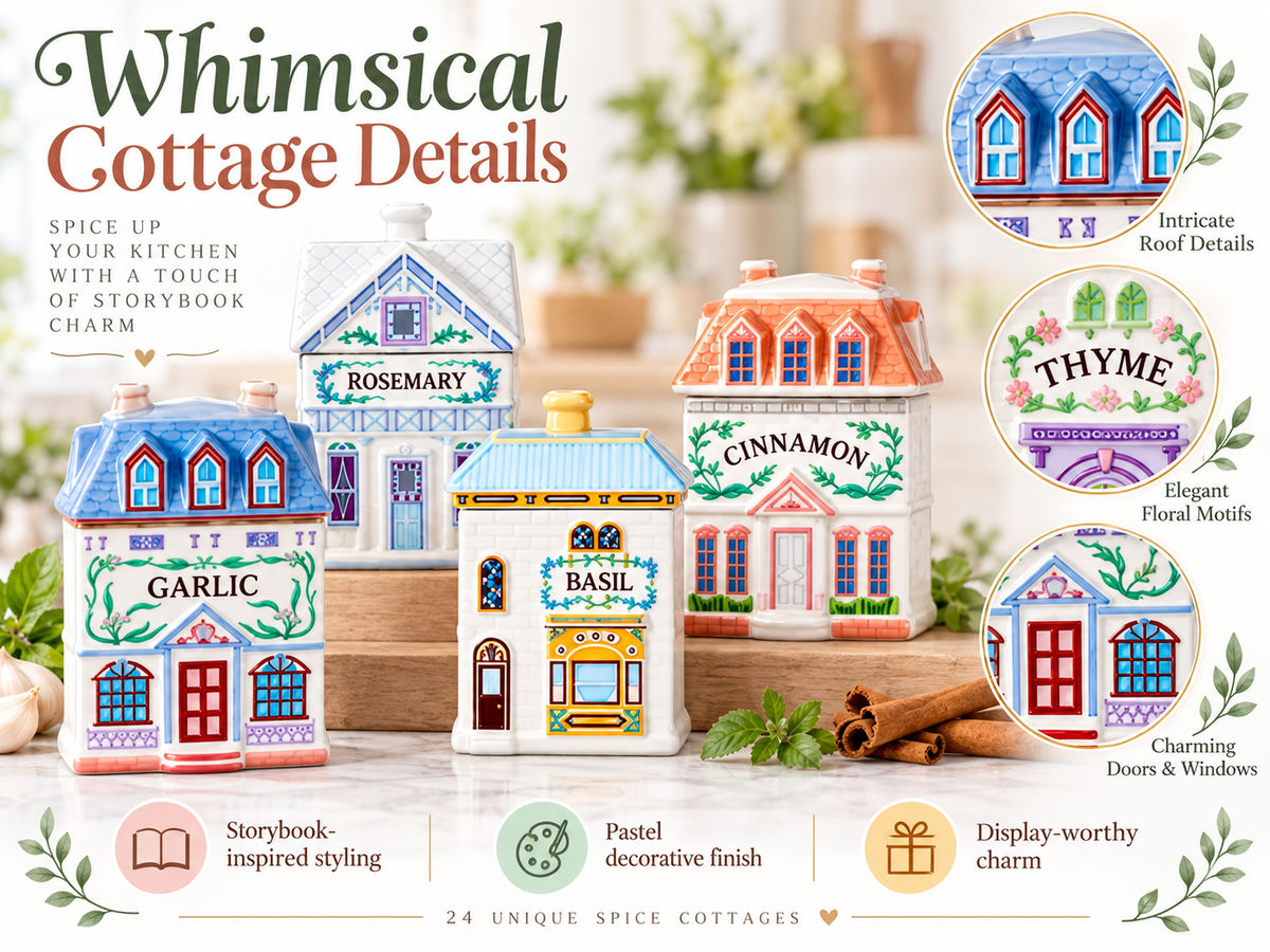 Handcrafted Dollhouse Miniature Spice Village Jar Set