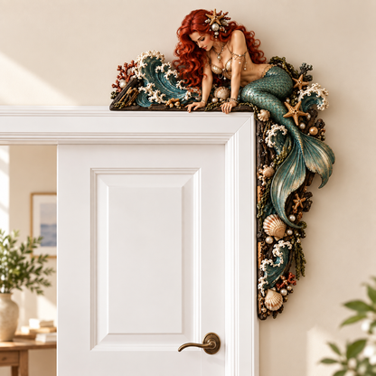 🧜‍♀️ 🐚 Beautiful Mermaid Door Corner 🌊 Waves & Seashells Fantasy Wall Decor