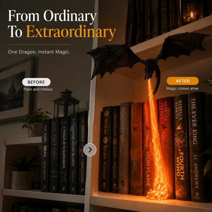 🐉 Fire-Breathing Dragon Bookshelf Decor Lamp - Flame Come With Light