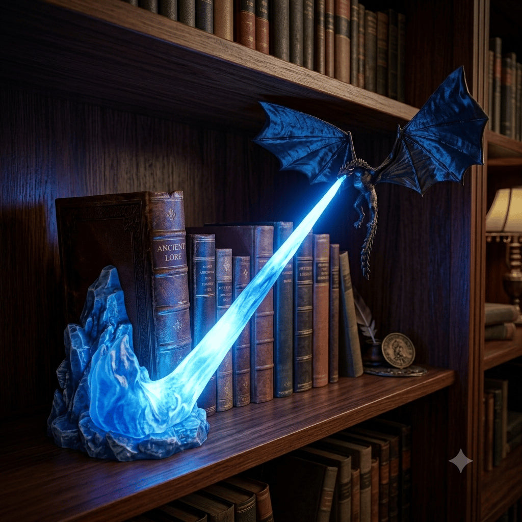 🐉 Fire-Breathing Dragon Bookshelf Decor Lamp - Flame Come With Light