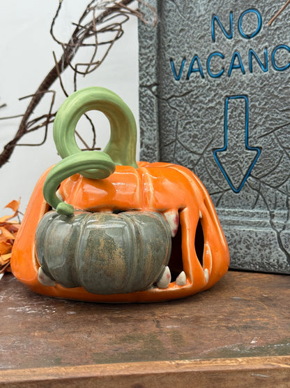 🎃 Handmade Monster Pumpkin Ceramic Decor - Limited Edition