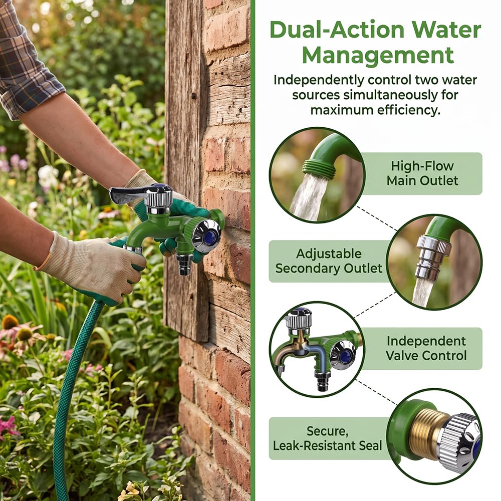 Multi-Functional Dual Outlet Water Faucet for Kitchen, Bathroom & Garden