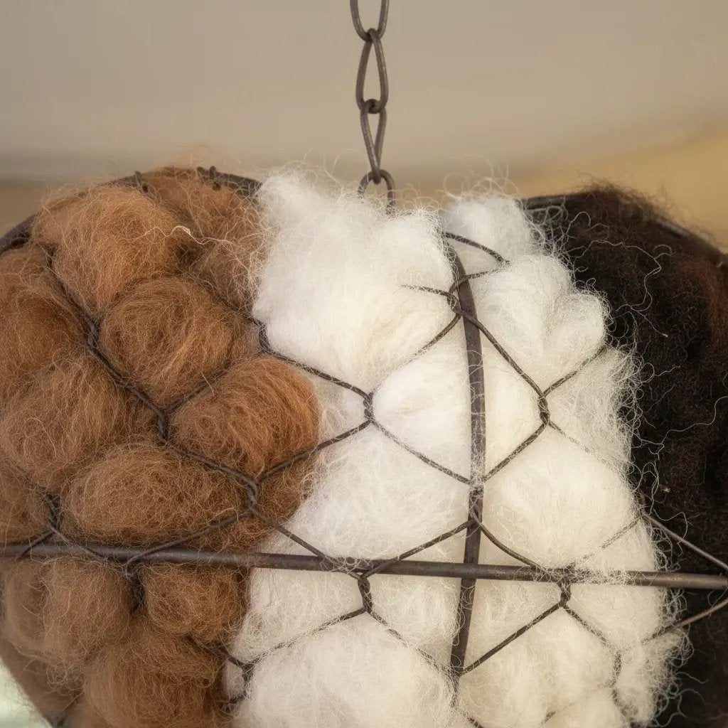 Handmade Alpaca Fiber Bird Nesting Heart - Eco Friendly Garden Ornament