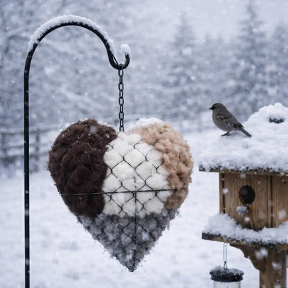 Handmade Alpaca Fiber Bird Nesting Heart - Eco Friendly Garden Ornament