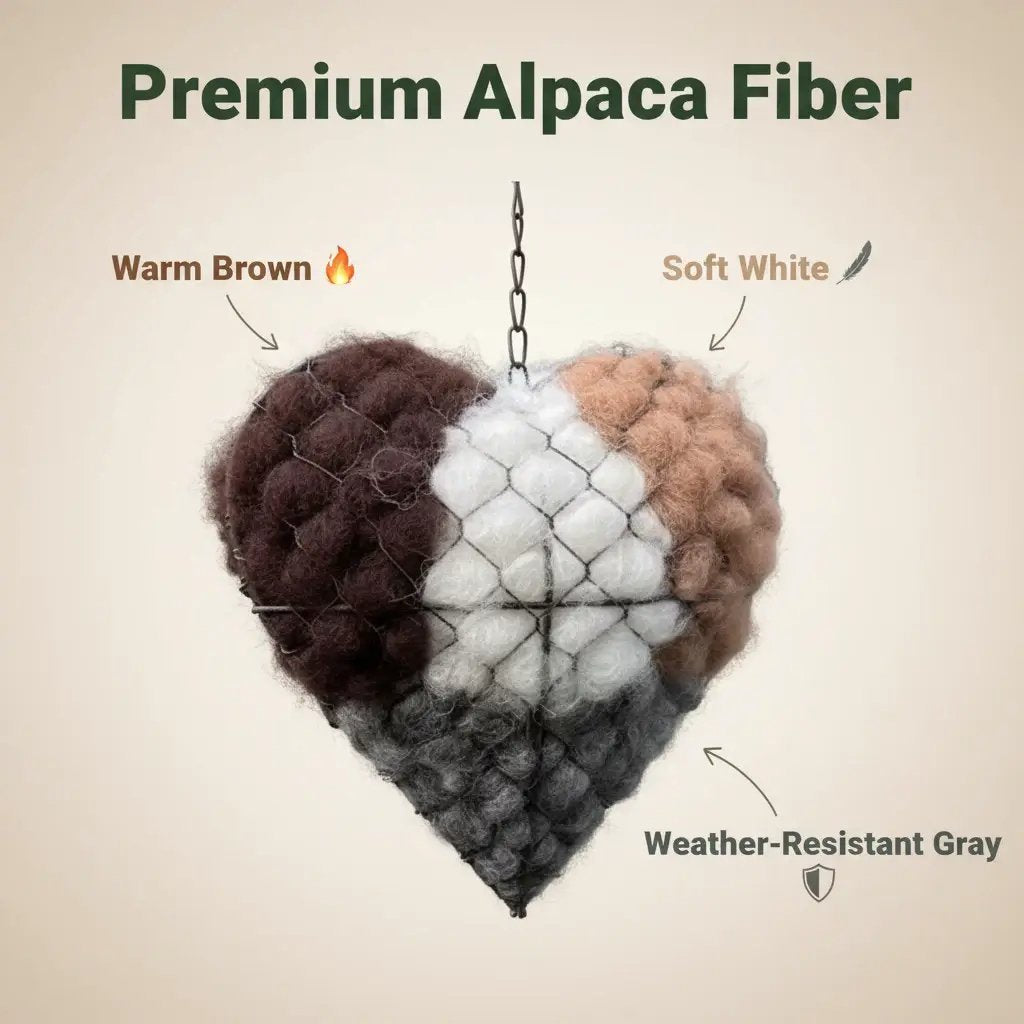 Handmade Alpaca Fiber Bird Nesting Heart - Eco Friendly Garden Ornament