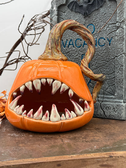 🎃 Handmade Monster Pumpkin Ceramic Decor - Limited Edition