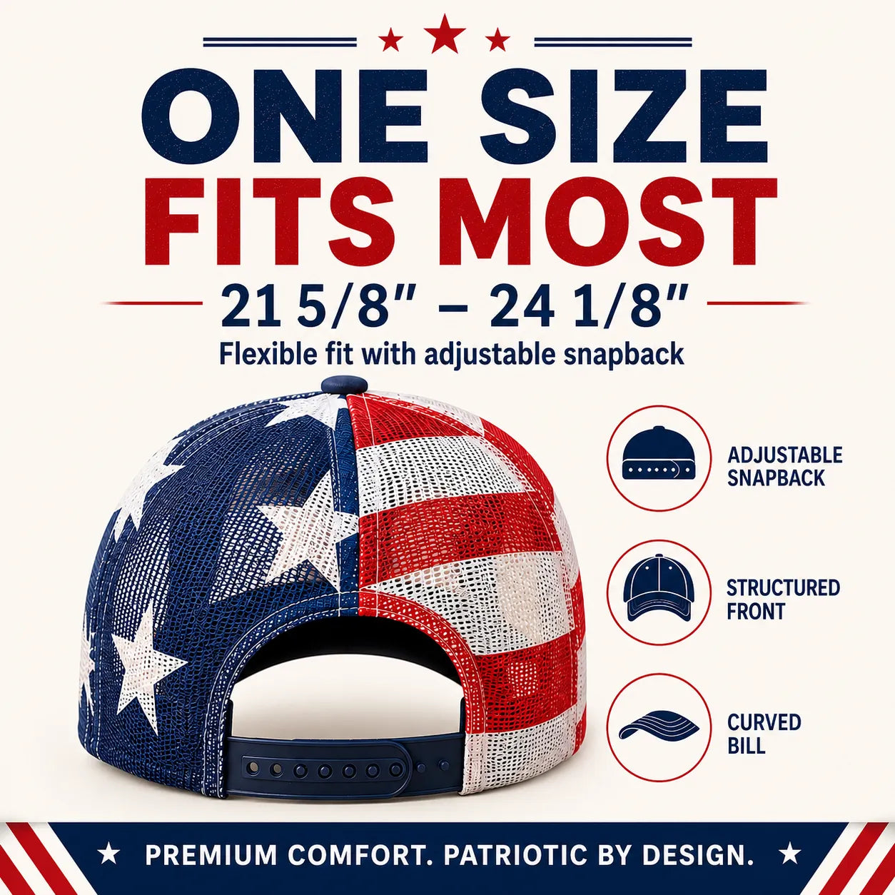 ❤️ 🇺🇸 US 250 Years Patriotic Embroidered Mesh Trucker Cap