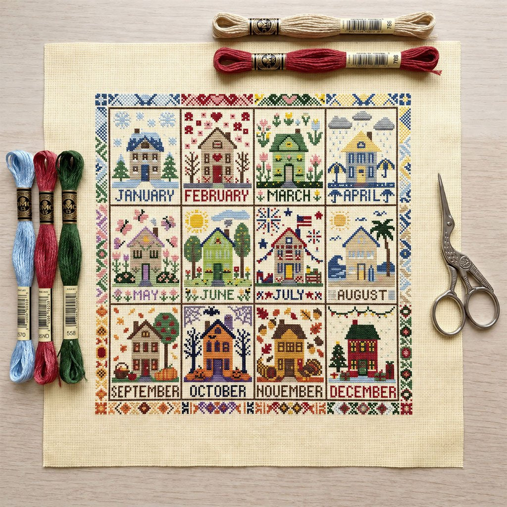 🔥 LAST DAY 49% OFF - 12-Month Cross Stitch Kit