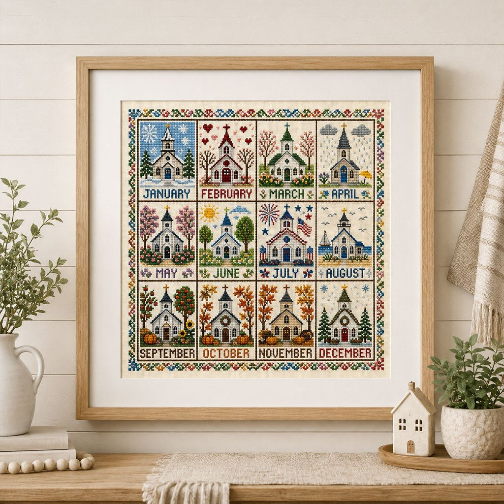 🔥 LAST DAY 49% OFF - 12-Month Cross Stitch Kit