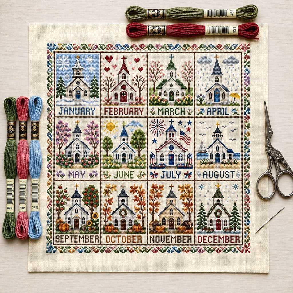 🔥 LAST DAY 49% OFF - 12-Month Cross Stitch Kit