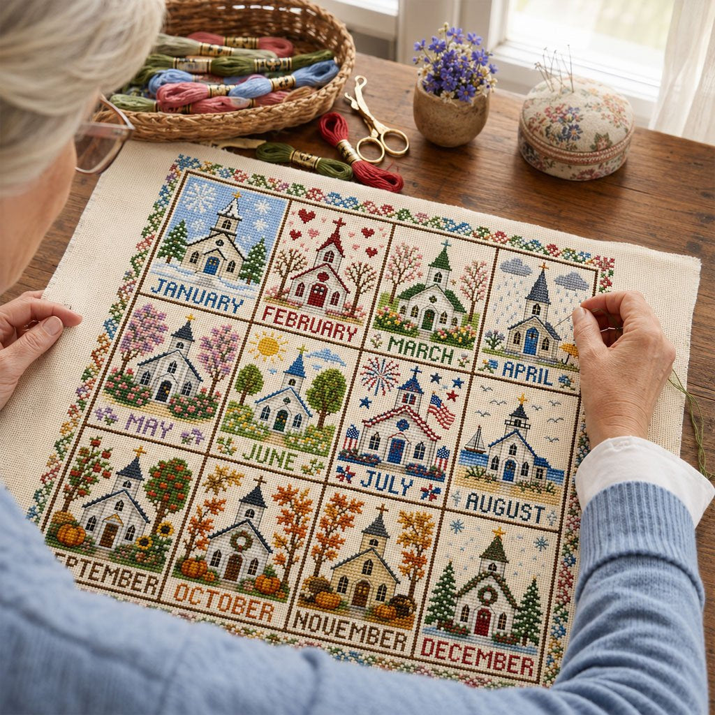 🔥 LAST DAY 49% OFF - 12-Month Cross Stitch Kit