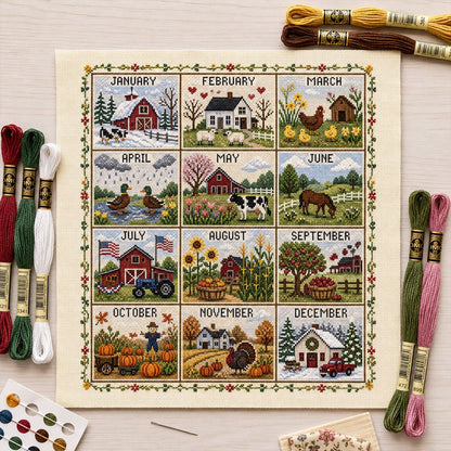 🔥 LAST DAY 49% OFF - 12-Month Cross Stitch Kit