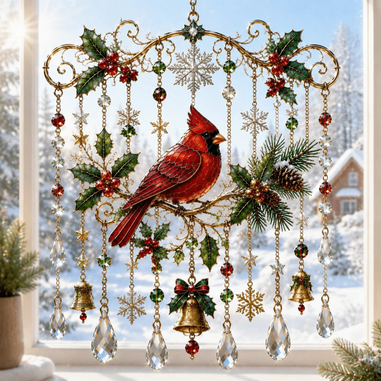 🦌🎄Handmade Christmas Stained Glass Window Hanging | ✨Bring Christmas Magic Home