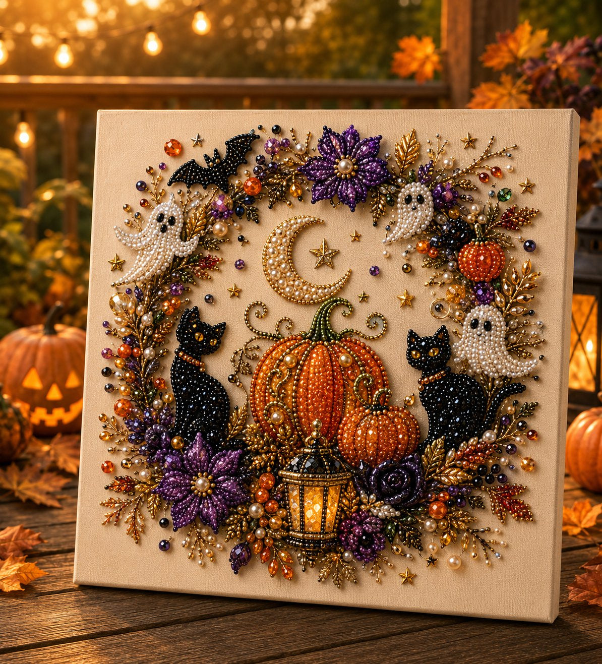 👻✨ Halloween Pearl Art DIY Kit With Frame – Turn Tiny Pearls into Spooky-Cute Magic (📦Buy 2 Free Shipping)