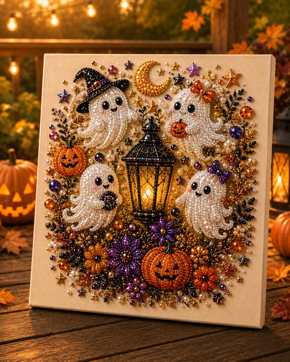 👻✨ Halloween Pearl Art DIY Kit With Frame – Turn Tiny Pearls into Spooky-Cute Magic (📦Buy 2 Free Shipping)