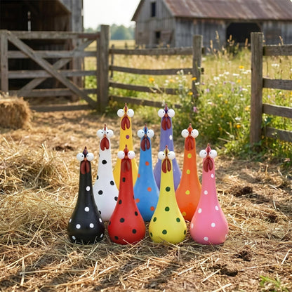 🐔Handcrafted Colorful Polka Dot Chickens