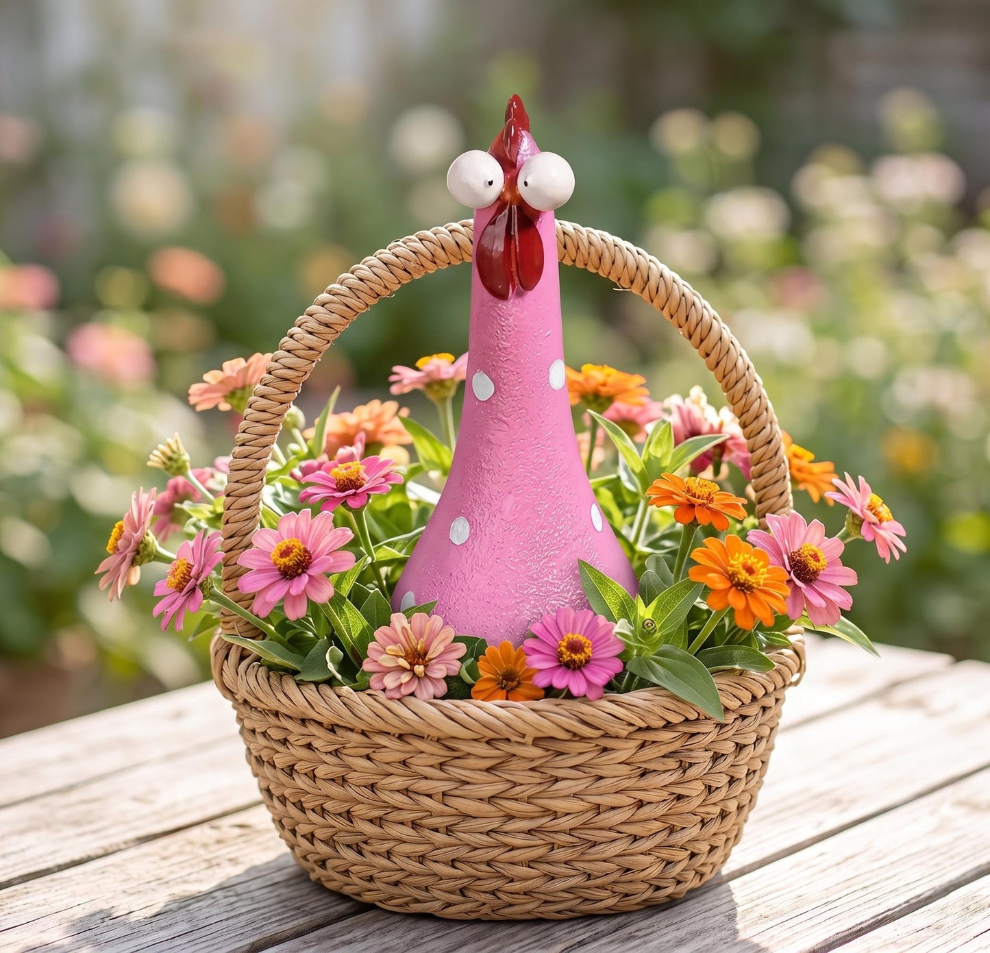🐔Handcrafted Colorful Polka Dot Chickens