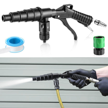 Coolant System Flush Gun, Lever Action Heater Core Flush Kit, Radiator/Cooling System Flusher, Air and Water Combo Flushing Set with Nozzles for 19-40 mm Hoses