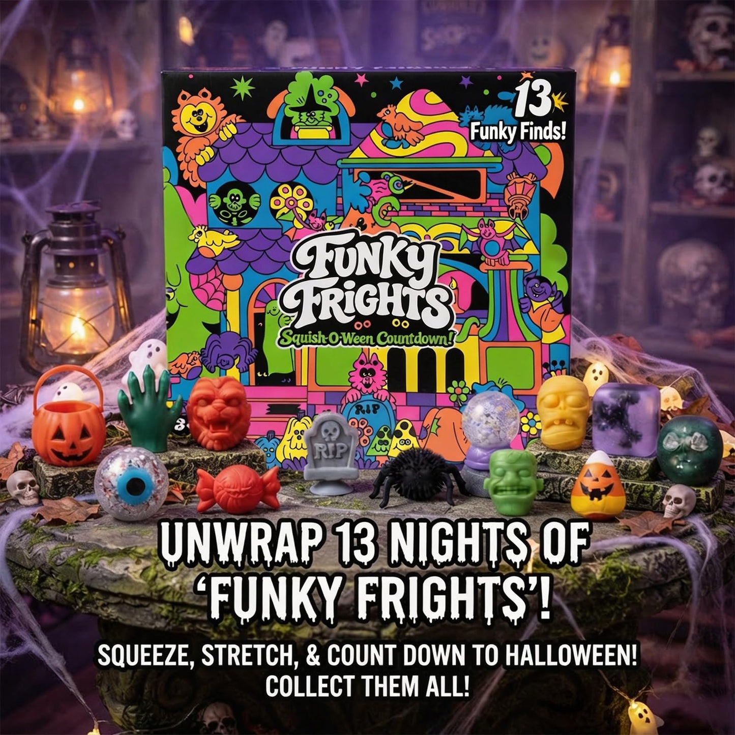 🎃Funky Frights Halloween Stress-Relief Advent Calendar – 13 Nights of Spooky Surprises