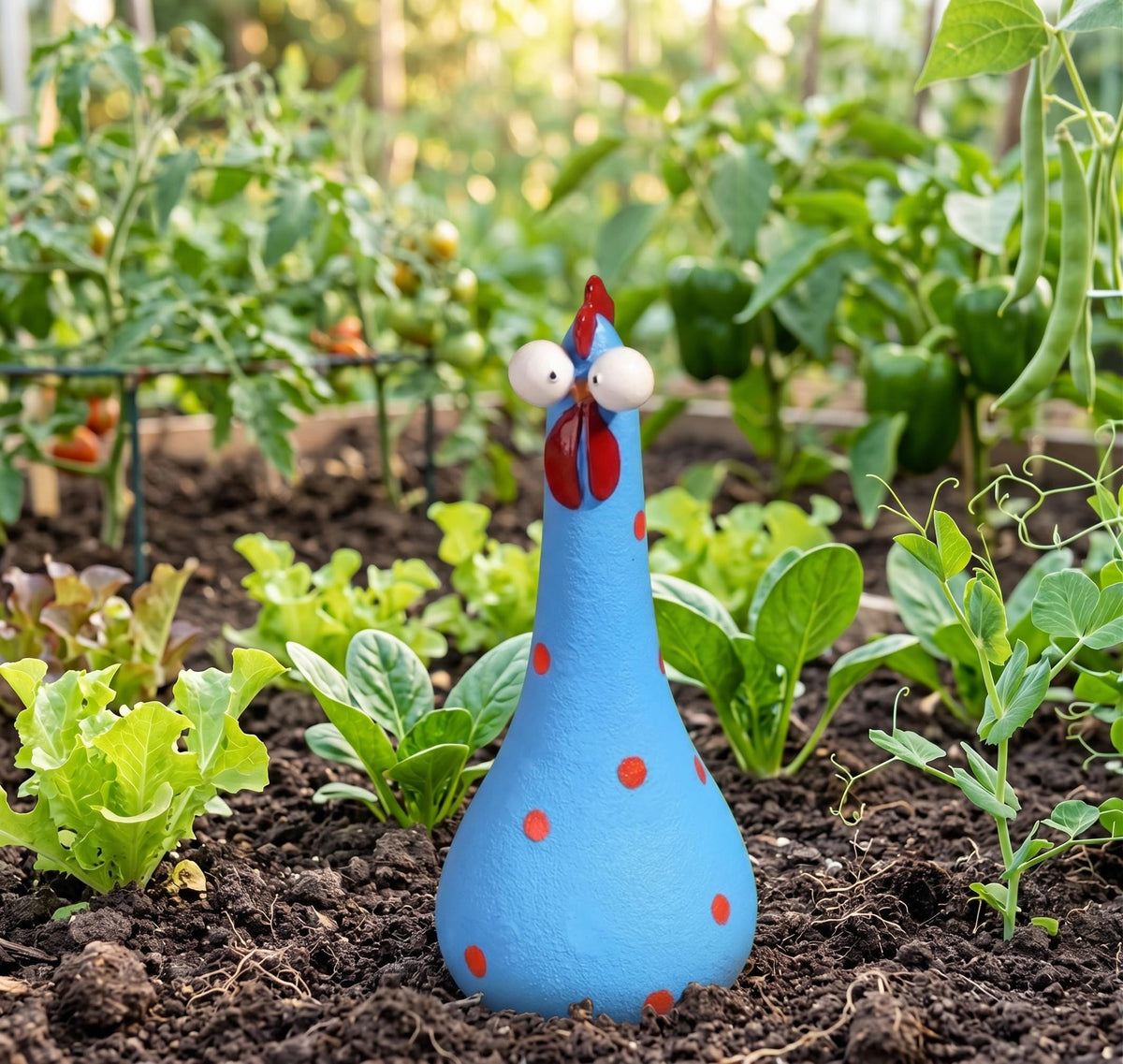 🐔Handcrafted Colorful Polka Dot Chickens