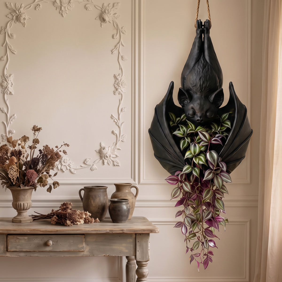 🦇 Halloween Bat Hanging Planter | Gothic Plant Decor