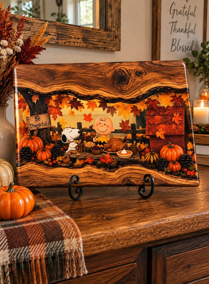 🍂Handmade Harvest Ember Wood & Resin Board – Autumn Charcuterie & Thanksgiving Decor - 🔥Only 7 Left