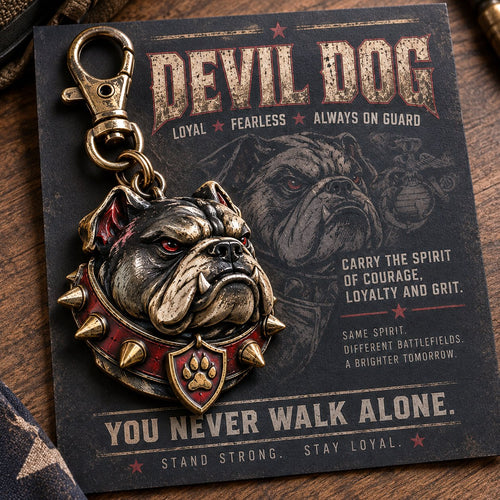 🐶 Devil Dog Guardian Metal Keepsake Keychain